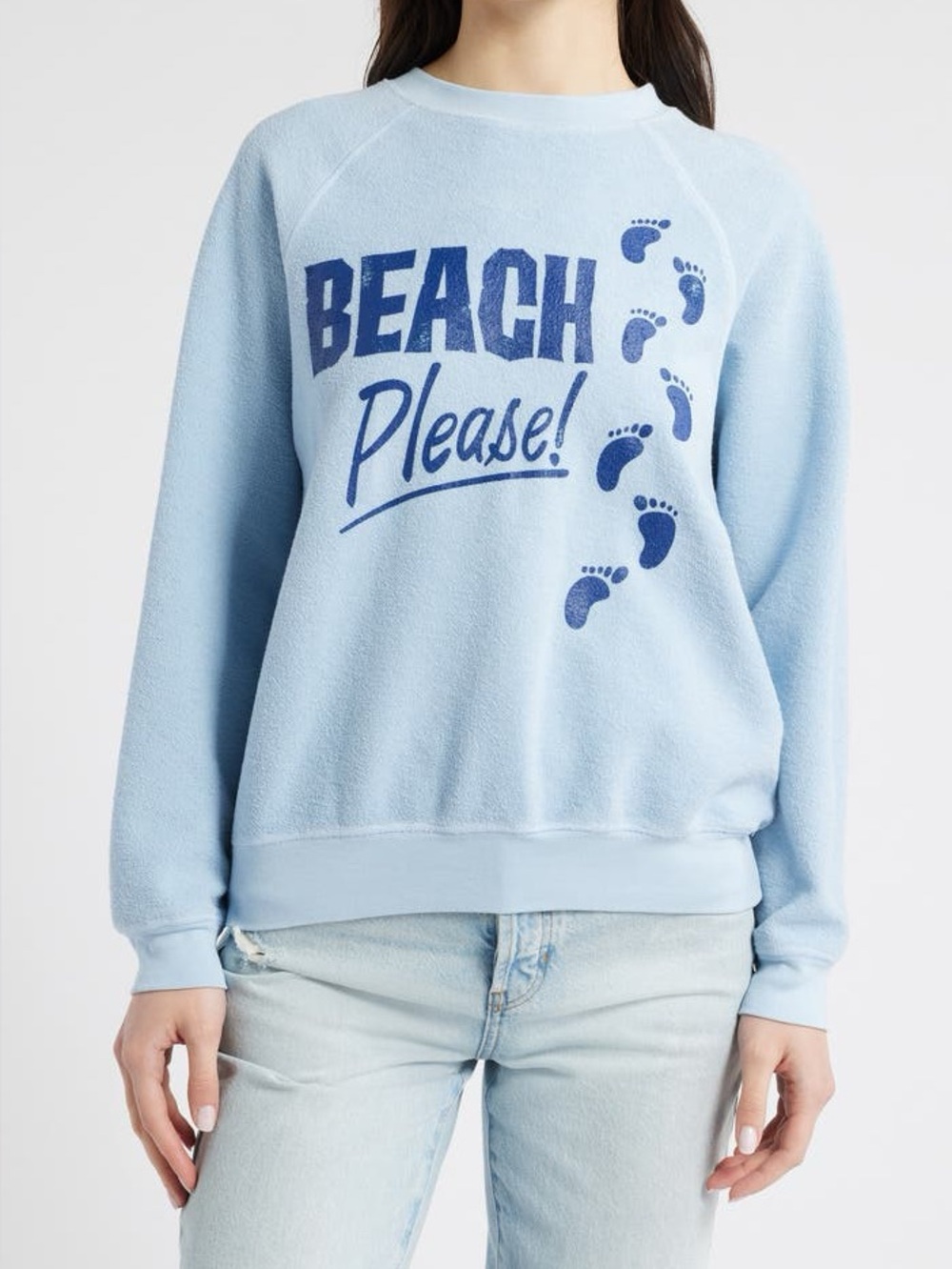 Free People Daydreamer Beach Please Cotton Graphic Sweatshirt Fits SM/MED